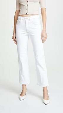 Anthropologie 3x1 Joni White Stitched High Rise Straight Leg Jeans Size 26